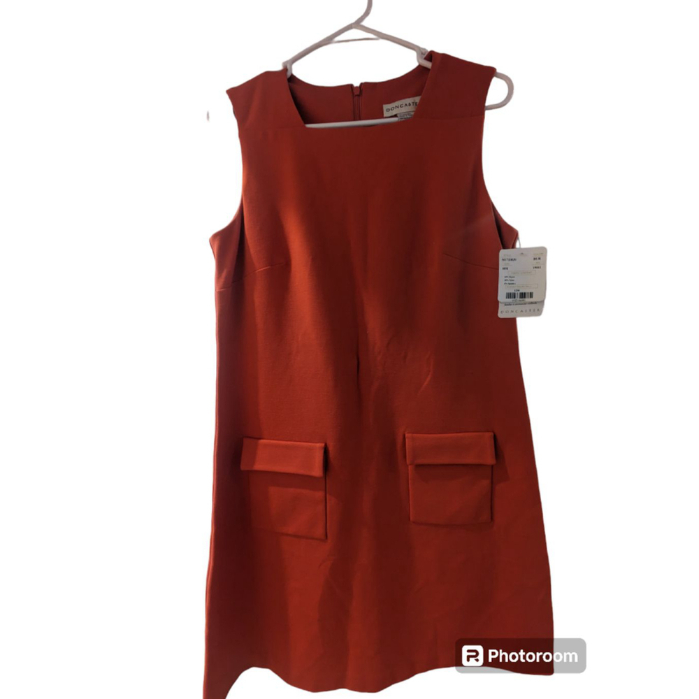 Women's Doncaster Orange Sleeveless Shift Dress Size 8